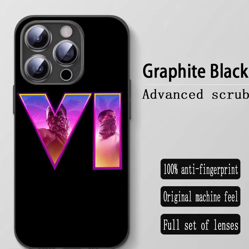 Gta-6 Pattern Design Ins Phone Case For iPhone 16 15 14 13 12 11 X XR XS 8 Plus Mini Pro Max Soft Black Shockproof Cover