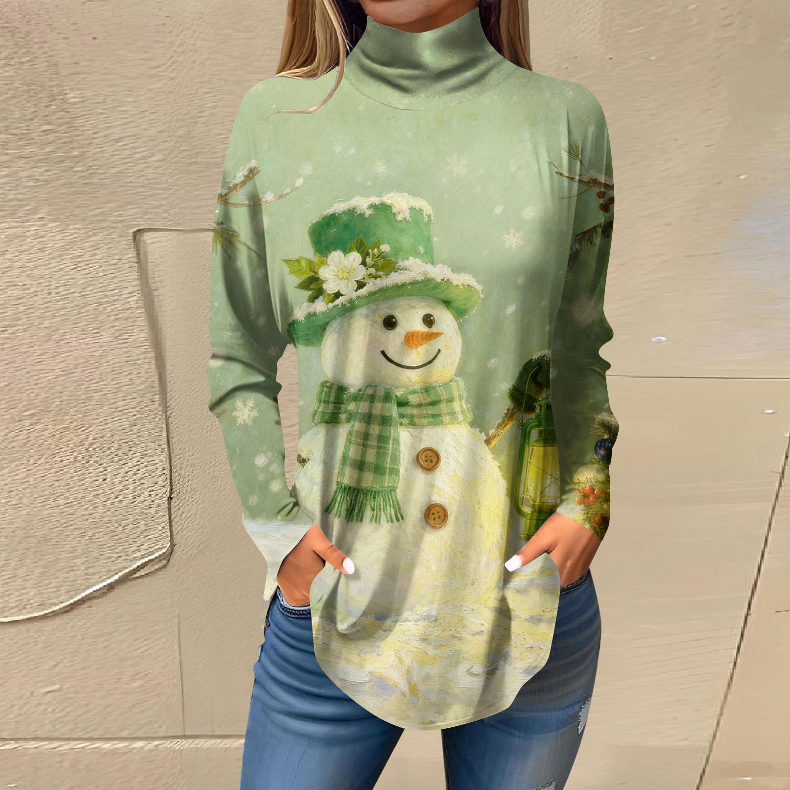 

Футболки для женщин, осенние повседневные рубашки с длинными рукавами, толстовка с винтажным принтом, топ с высоким воротом, пуловер XXL