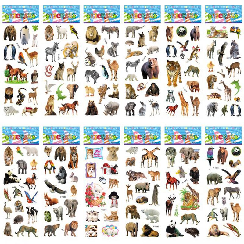 10 Sheets Cute Animals Bubble Stickers Kawaii 3D Stickers Toy for Children No Repetition Kids DIY Scrapbooking Stickers Gift