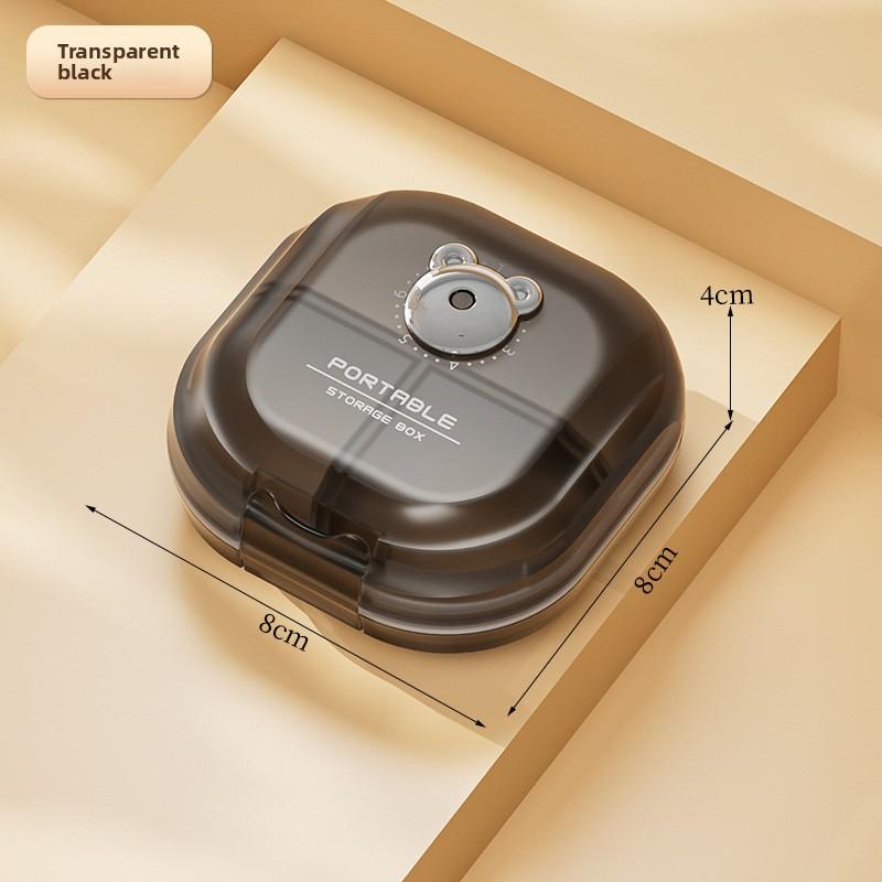 

Герметичный двухслойный портативный еженедельный органайзер для таблеток большой вместимости для хранения домашних лекарств и ювелирных изделий прозрачный черный