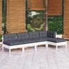 5 Pcs Garden Set with Cushions Pine Wood