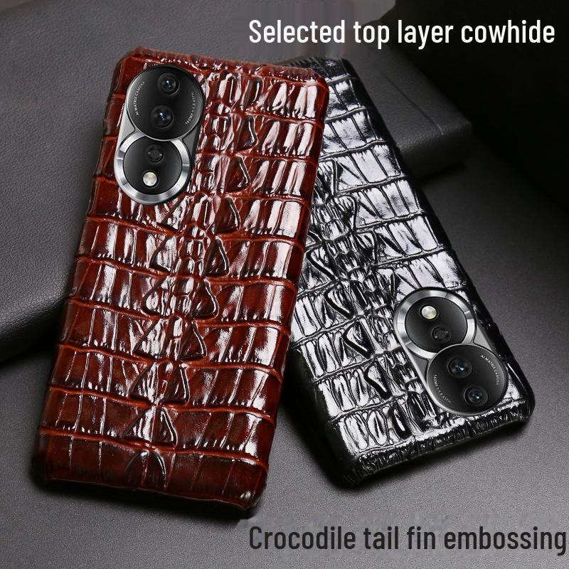 

Защитный чехол из воловьей кожи крокодила для Honor 80 Series — половинная упаковка, премиальный кожаный чехол для Honor 80, 80SE, 80Pro