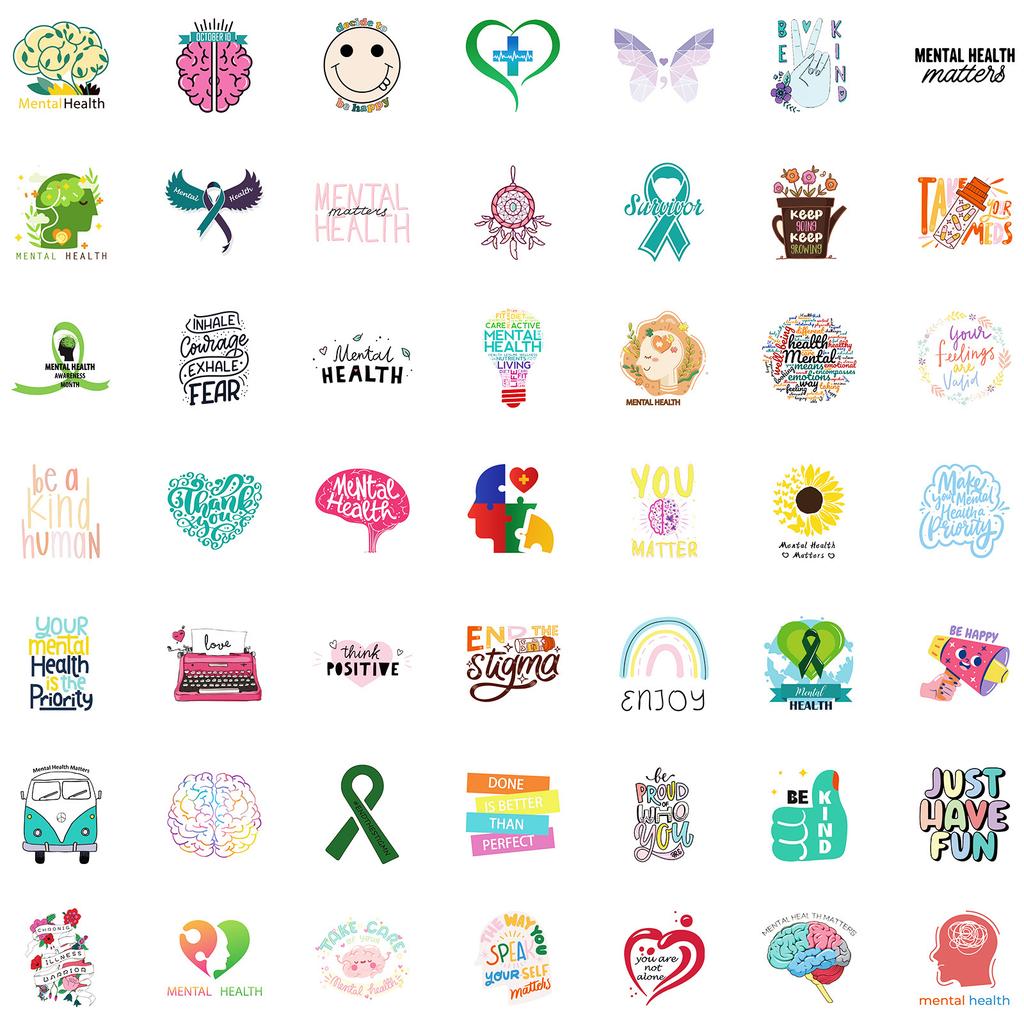 100 Small Size 4Cm Waterproof Decorative Stickers, Various Mental Health Series Warm Stickers