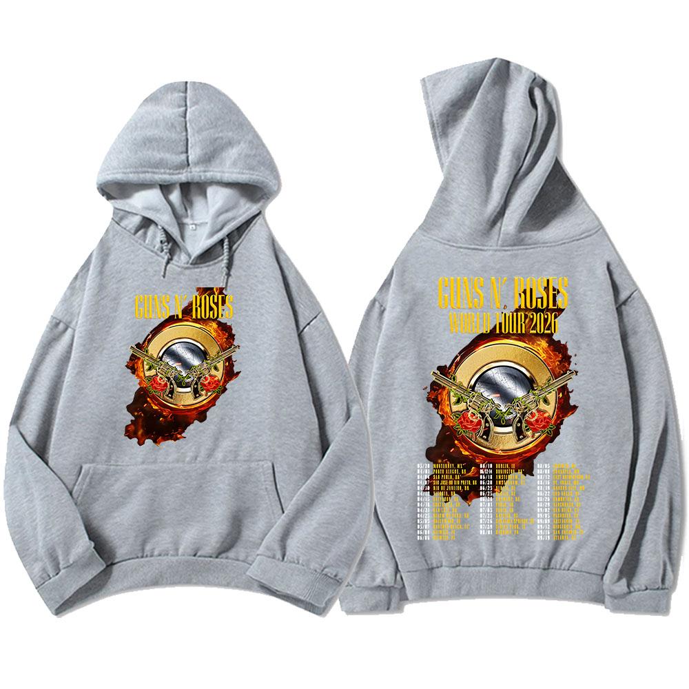 GUNSN' ROSES World Tour 2026 Hoodies Winter Long Sleeve Fashion Hooded Sweatshirts Hip Hop Unisex Streetwear Fleece Men Clothing