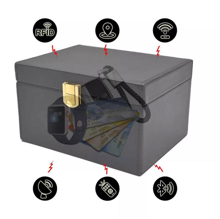 Premium Leather Box for Explosions Faraday Carbon Fiber Car Key RFID Signal Shielding Box Wooden & Bamboo Pu Gift Box Set