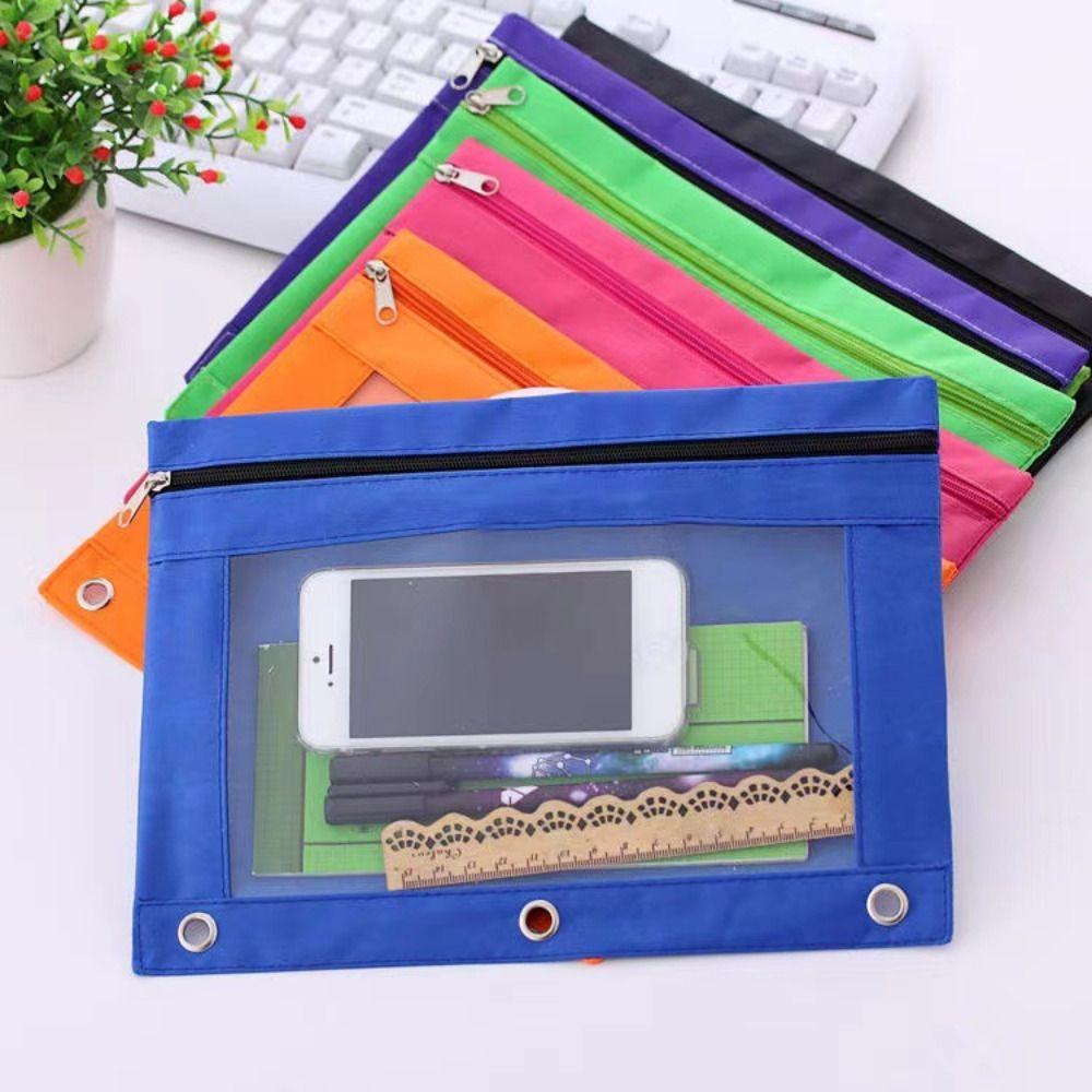 B5 Storage Bag with 3 Rings Pencil Case New Binder Pencil Pouch Pen Case