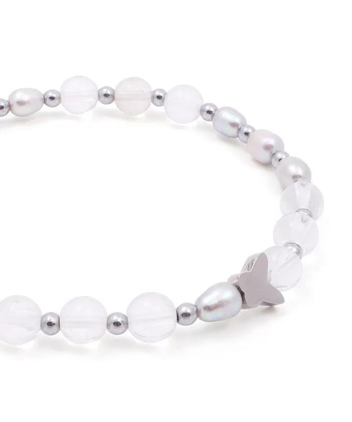 Clear Quartz & Pearl Butterfly Point Bracelet (PLT-BR-094_GR)