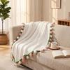 Handmade Crochet Floral Bouquet Blanket Soft and Lightweight Throw with Decorative Edging for Home Use and Seasonal Decoration