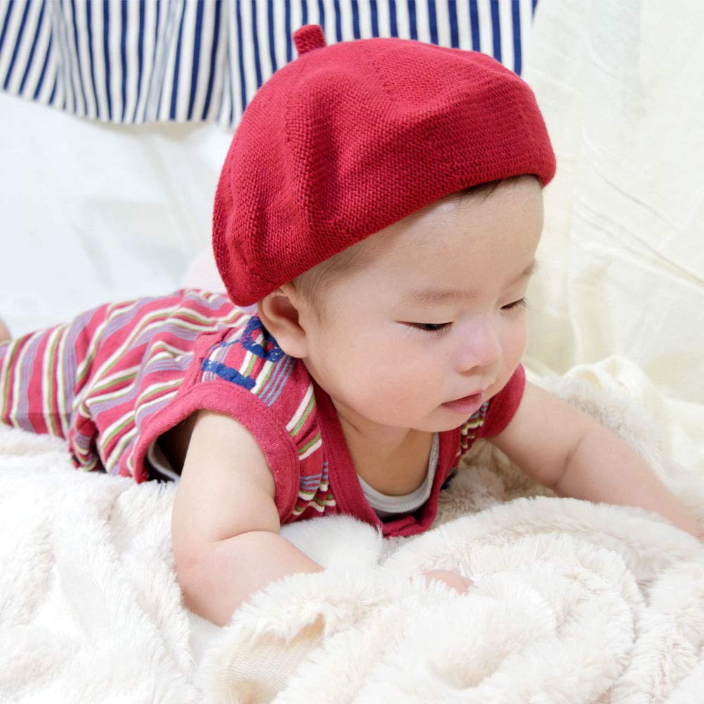 Cotton Beret Hat for and Babies Summer Colorful Simple Knit Unisex Size [JIRROUZ] Adults, Kids, (20 Colors) (3 Sizes) Men's Women's Burgundy/Adult