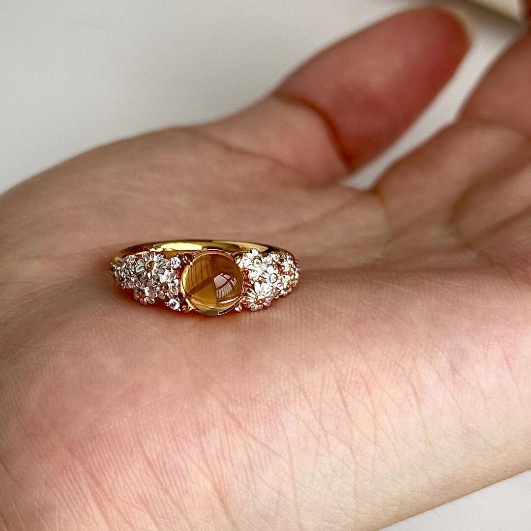 Французское легкое роскошное кольцо с цветочным узором «яичная поверхность» ретро-дворцовый стиль благородная элегантность нишевый дизайн высококачественное кольцо на палец