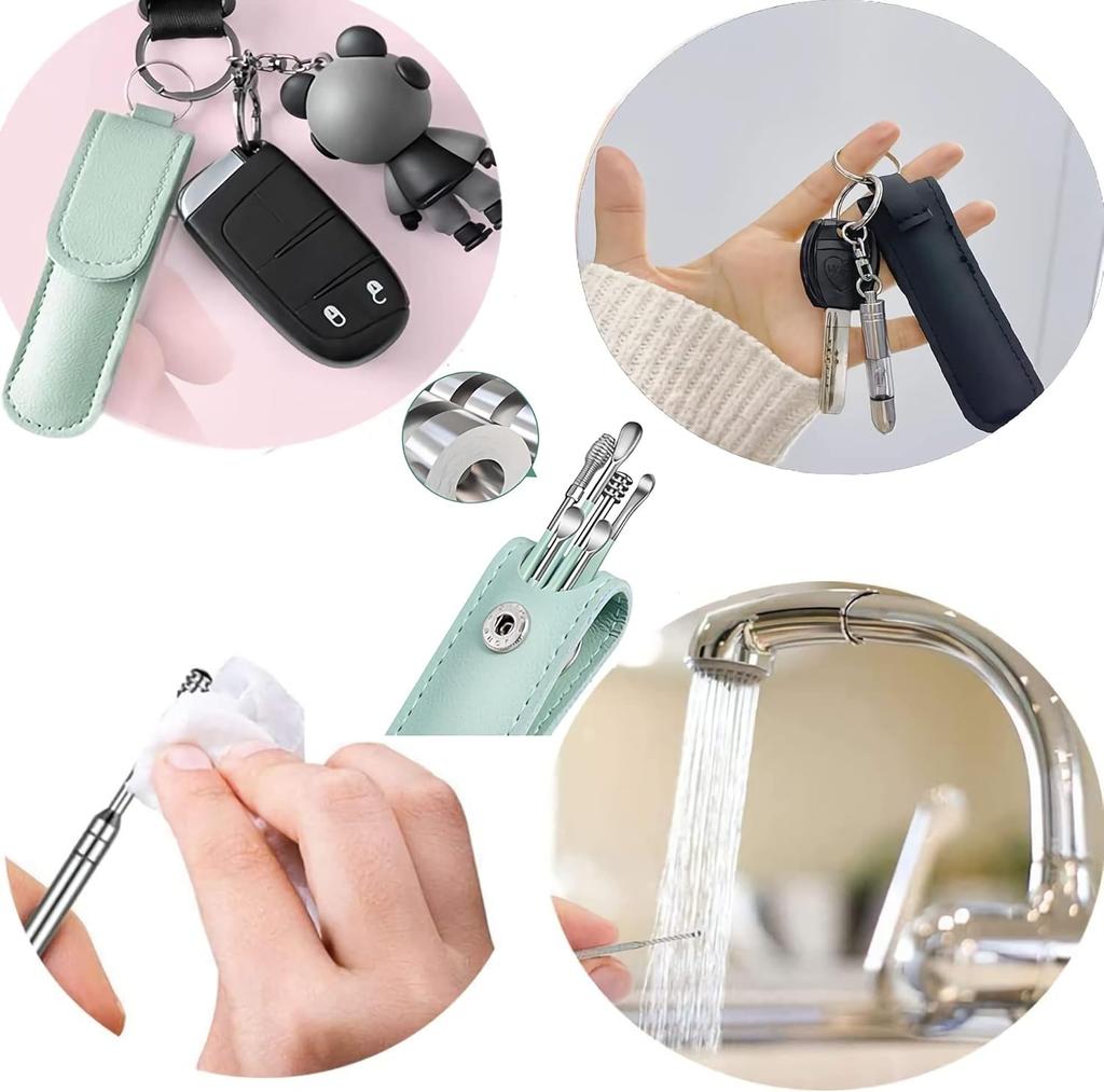 6 bucăți/set Curățător de urechi Culegători de ceară pentru urechi Kit de îndepărtare a ceară de îndepărtare a urechilor din oțel inoxidabil Kit de piercing pentru chiuretă pentru ceară de urechi Instrumente de îngrijire a urechilor