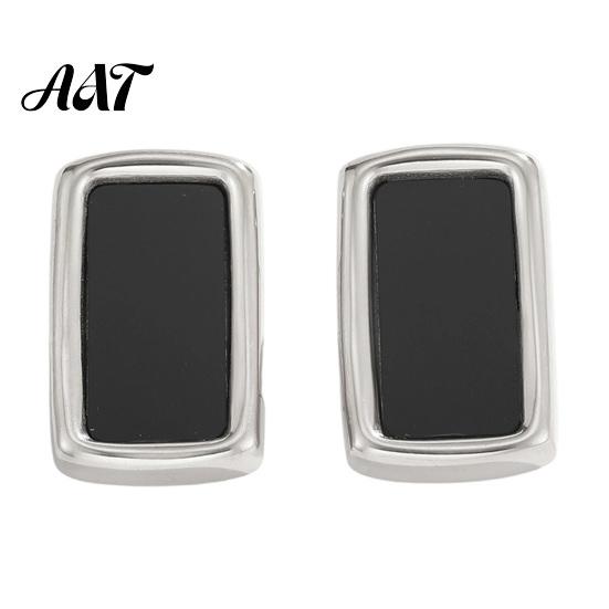 Lightweight Acrylic Earrings 1 Pair Black Big Stud for Women, Silver Frame Rectangle Stainless Steel Chunky Square Earrings, Statement Geometric