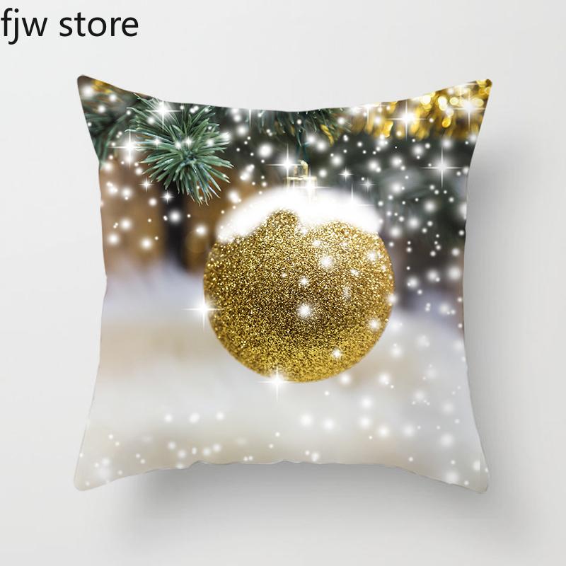Christmas Decorative Pillowcase  Ball Gift Pendant Printed  Sofa Cushion Cover New Year Home Decoration