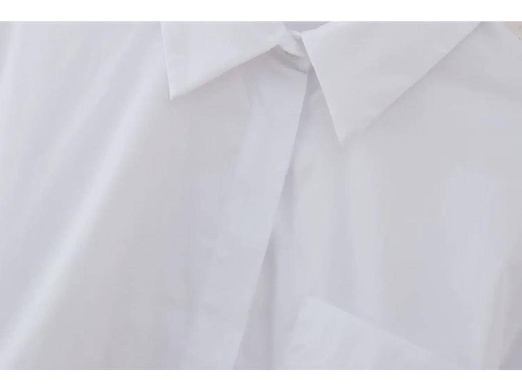 2024 Spring Women's White Lapel Short Shirt with Belt-Decorated Windbreaker Fabric