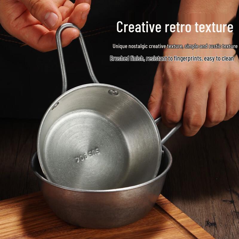 ZISIZ Retro Single Handle Korean Stainless Steel Bowl