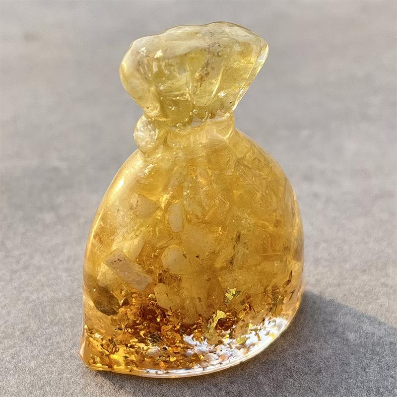 Lucky Money Bag Crystal Prosperity Money Pouch Resin Figurine Crushed Gemstone Money Sack Feng Shui Gift Home Decor