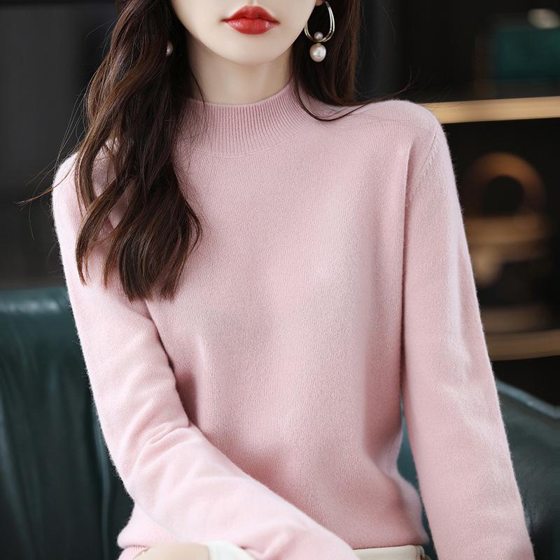 Women's High-Neck Pure Wool Sweater – 2023 Autumn/Winter Knit Base Layer