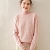 Women's Cashmere Half High Neck Sweater – Thick, Solid Color, Loose Fit for Autumn/Winter.