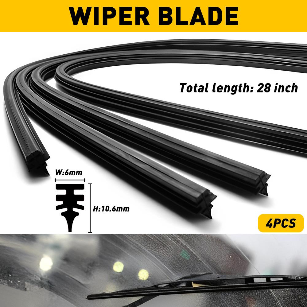 

4Pcs 28 Car Bus Rubber Universal Frameless Windshield Wiper Blade Refill Black Silica Gel For Windshield Of Cars Buses Vans чёрный