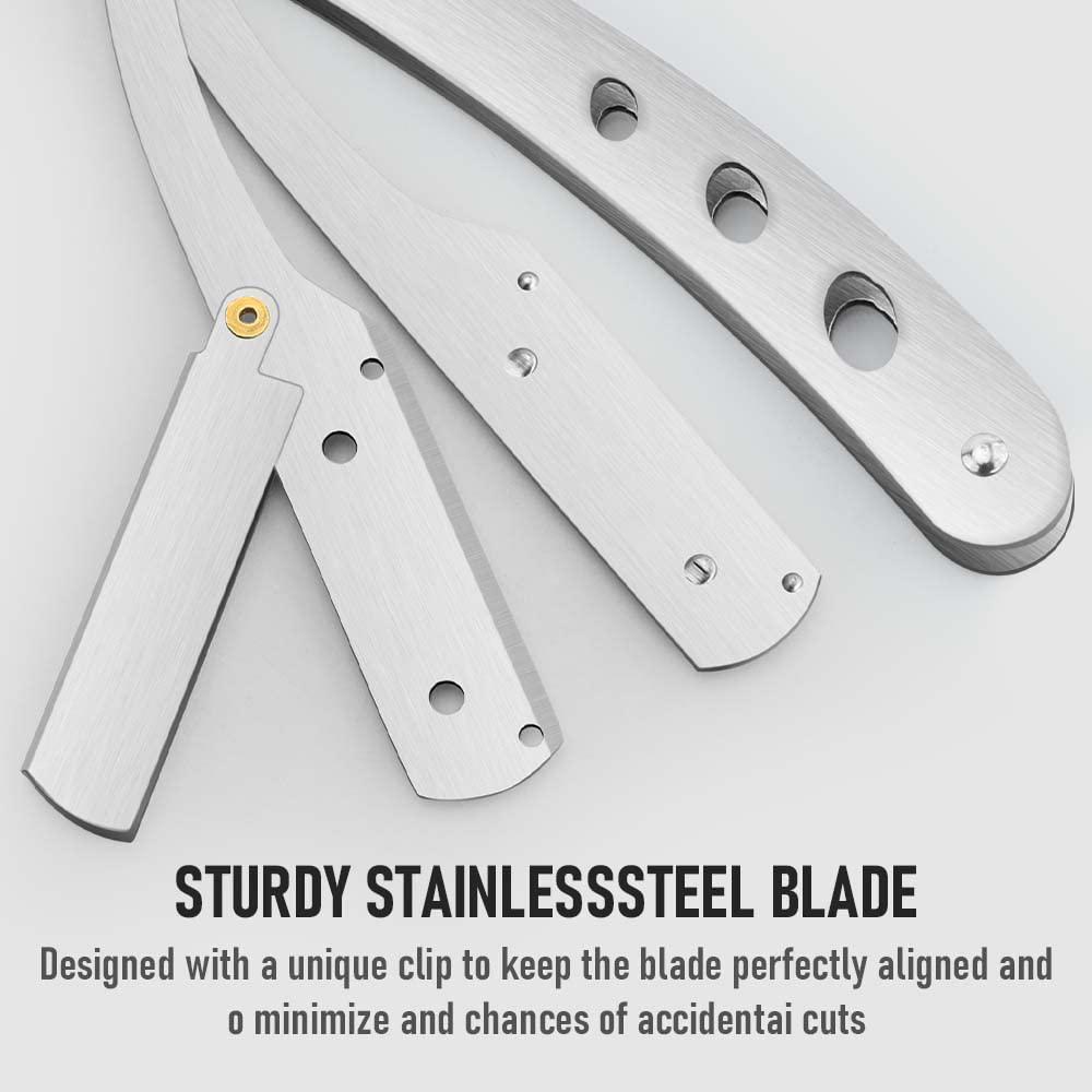 1 stücke Rasieren Barber Tools Edelstahl Manuelle Klapp Haar Rasieren Trimmen Messer Halter Haarschnitt Bart Augenbraue Rasiermesser