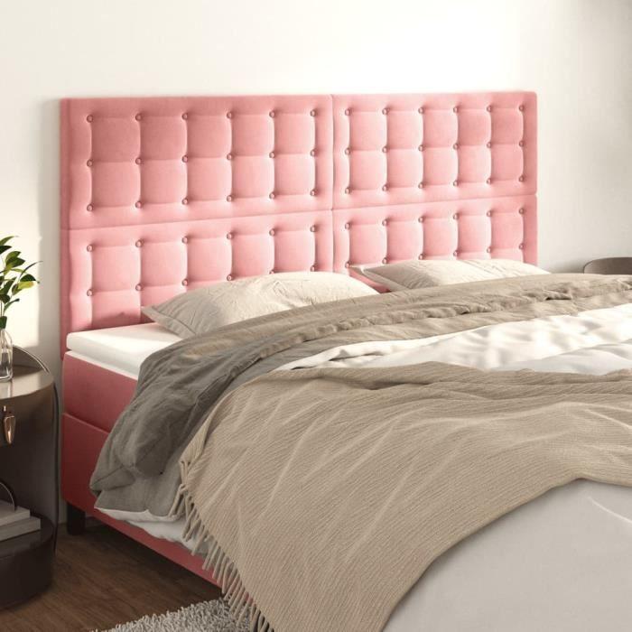 VidaXL Têtes de lit 4 pcs Rose 100x5x78-88 cm Velours3116837