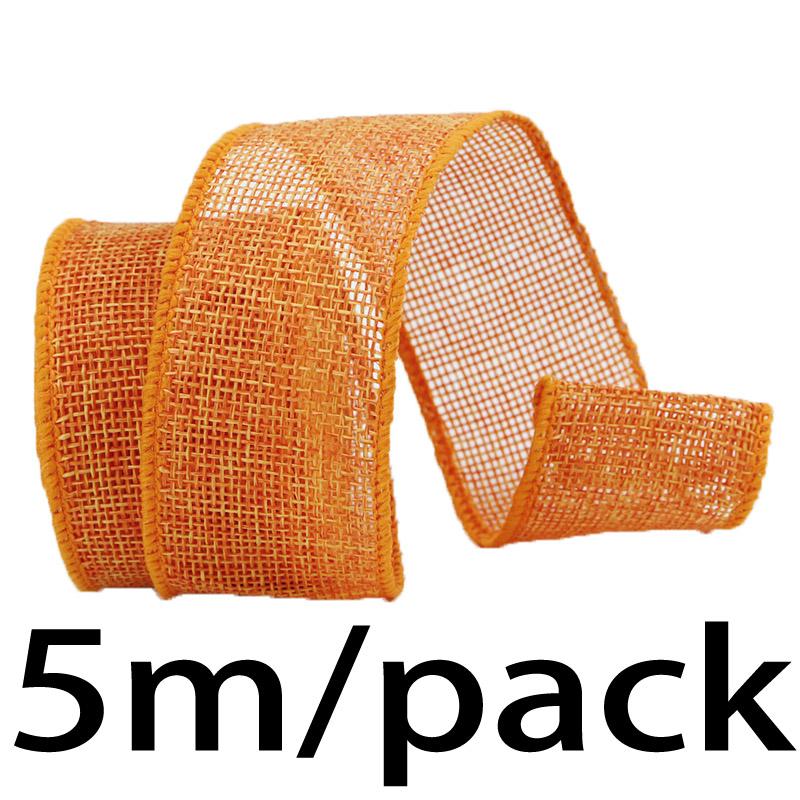 (5 meters/pack) 40mm color linen fabric iron wire edge ribbon gift box packaging ribbon festival decoration handmade DIY