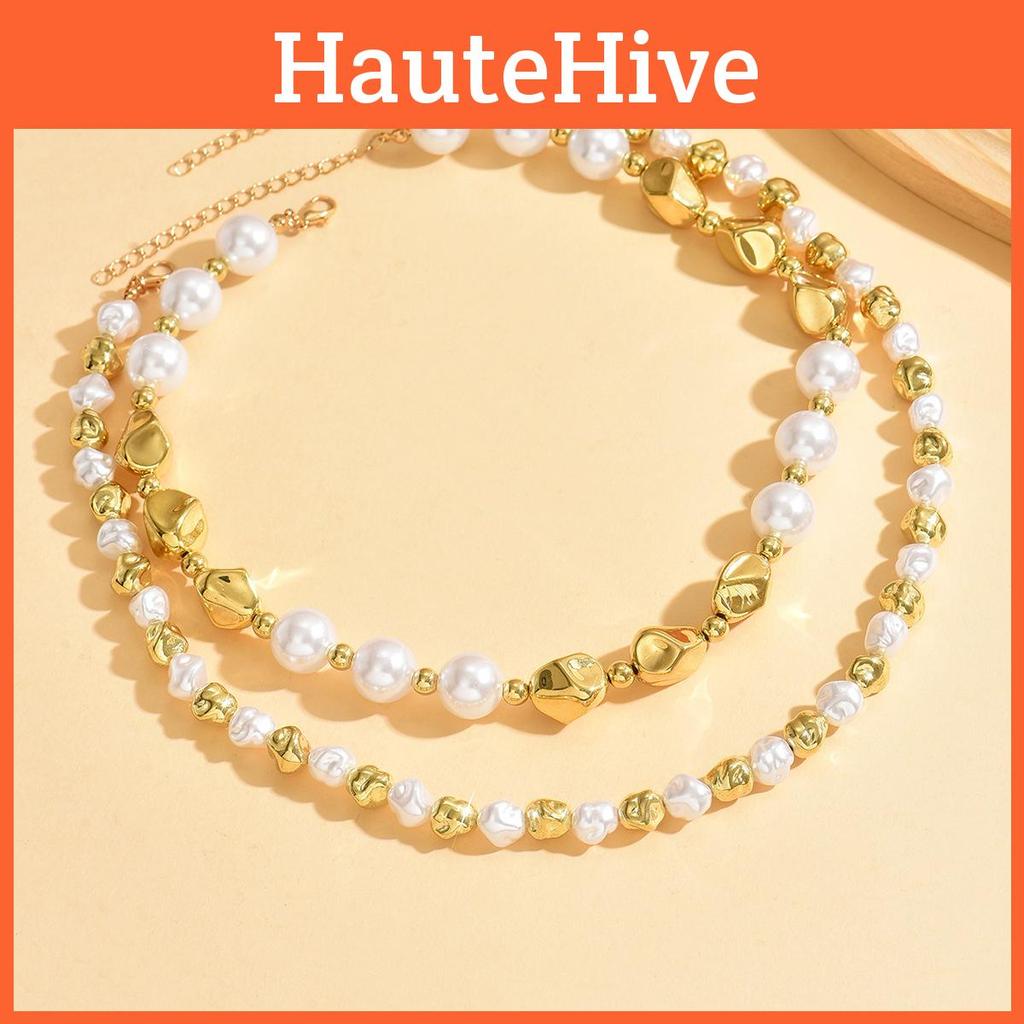 Vintage Artificial Pearl Necklace For Women With Geometric Pendant Elegant Autumn Winter Jewelry