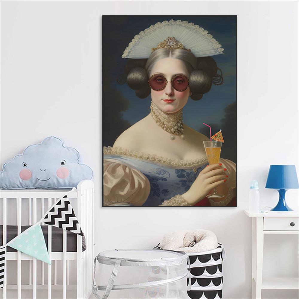 Rococo Art Poster Baroque Classical Oil Painting Print Portrait Altered Art Canvas Painting Retro Gallery Rococo Kitchen Decor