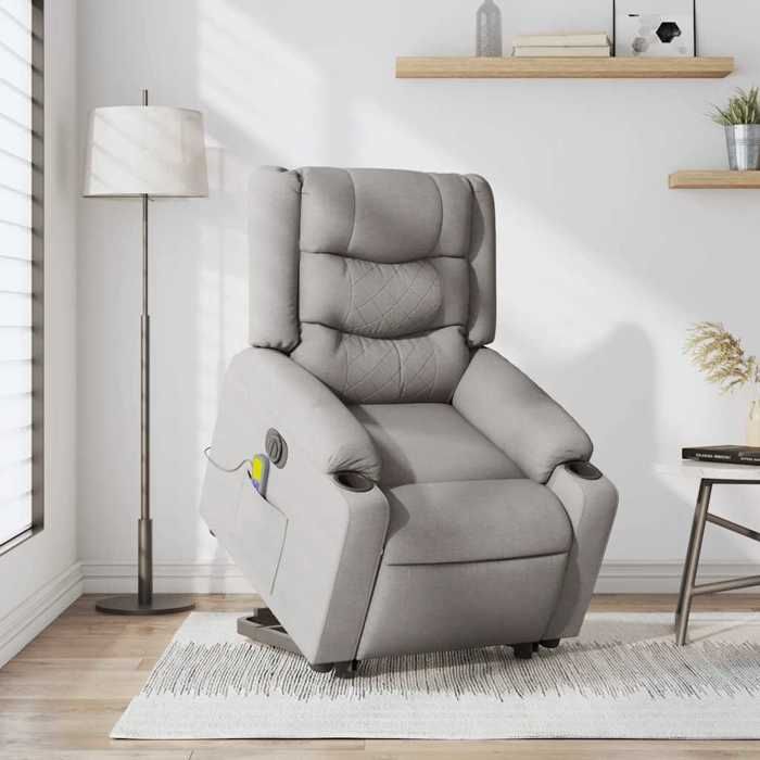 VidaXL Fauteuil inclinable de massage électrique gris nuage tissu 3310288
