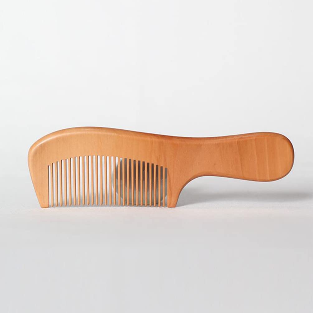 LALAFINA Wooden Comb with Peach Hair for Men and Women Handle, Wood, Fine-Toothed, Hairbrush, Comb, Unisex,