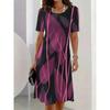 Sommer Damen 3D-Druck Kurzarmkleid Mode Vielseitig Atmungsaktiv Trend Lässig