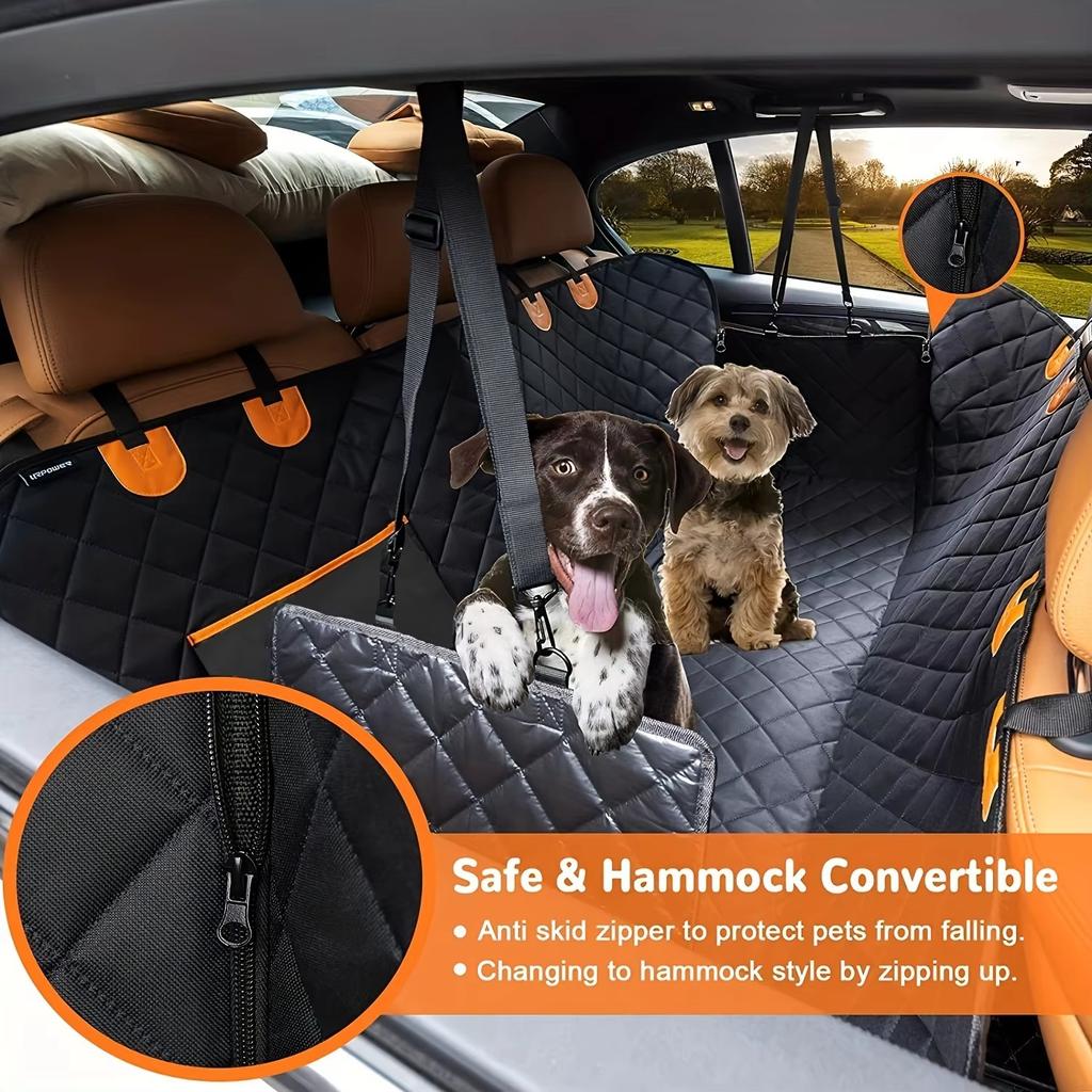 Hammock Style Dog Car Seat Cover, Waterproof Scratch Resistant 600d Heavy Duty Fabric For Suvs And Sedans 147*137 Cm