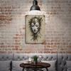 Retro Portrait Distressed Iron Wall Art - Bar & Cafe Decor