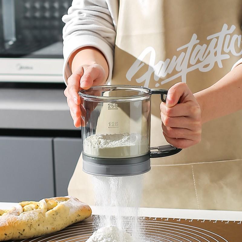 Handheld Semi-Automatic Flour Sieve - Baking Tool & Mesh Filter