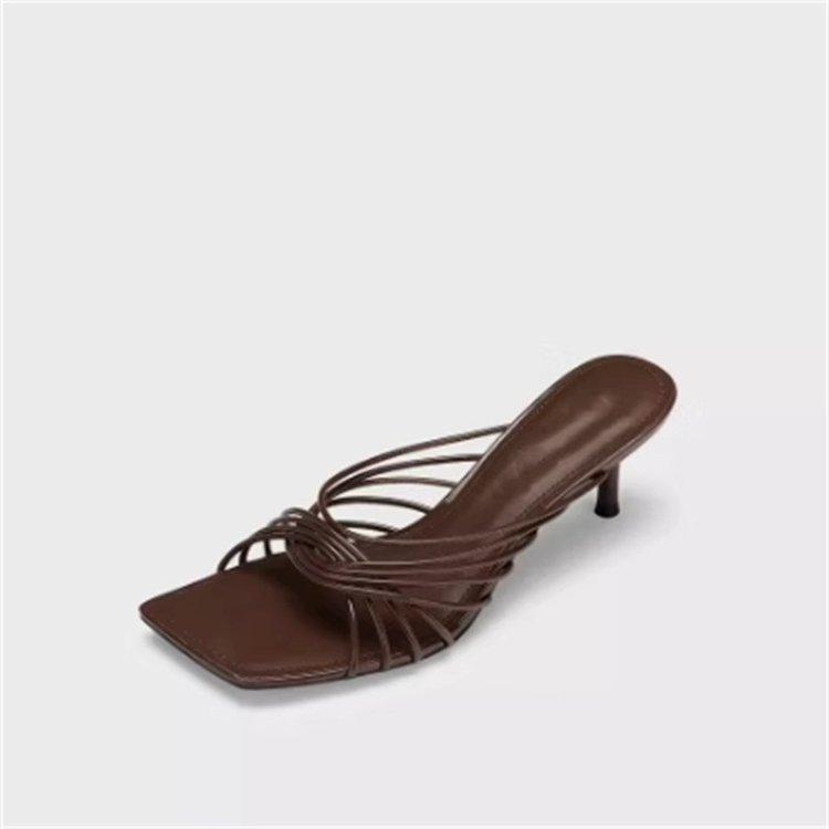 

2025 summer new French Roman thin strap gold cool slippers fashionable versatile not tired feet beautiful high heel sandals women 39 коричневый