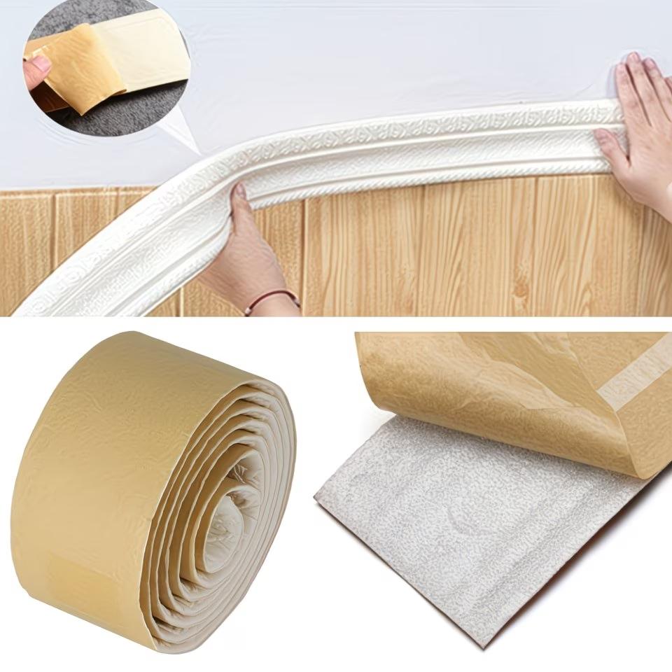 1PC 2.3m/90.55inch 3D Pattern Wallpaper Decorative Line Skirting Line Decoration Self-adhesive Living Room Wall Border Sticker