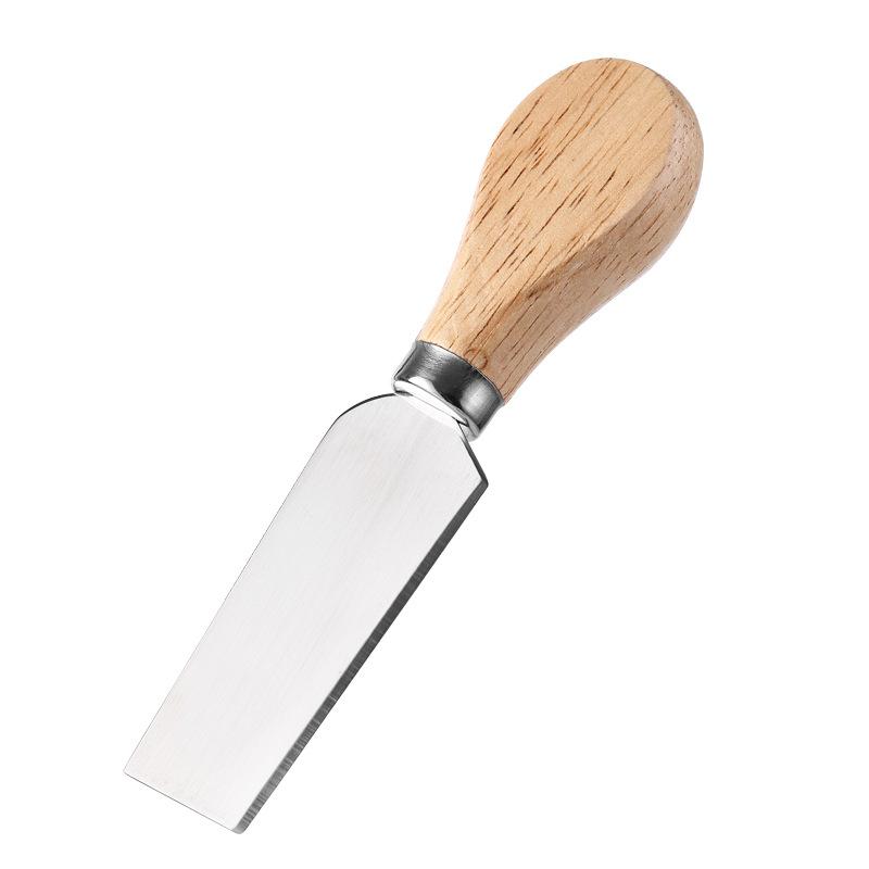 Household Steel Stainless Cheese Butter Knives with Wooden Handle Cheese Slicer Cutter Spatula Fork Kitchen Cooking Baking Tool