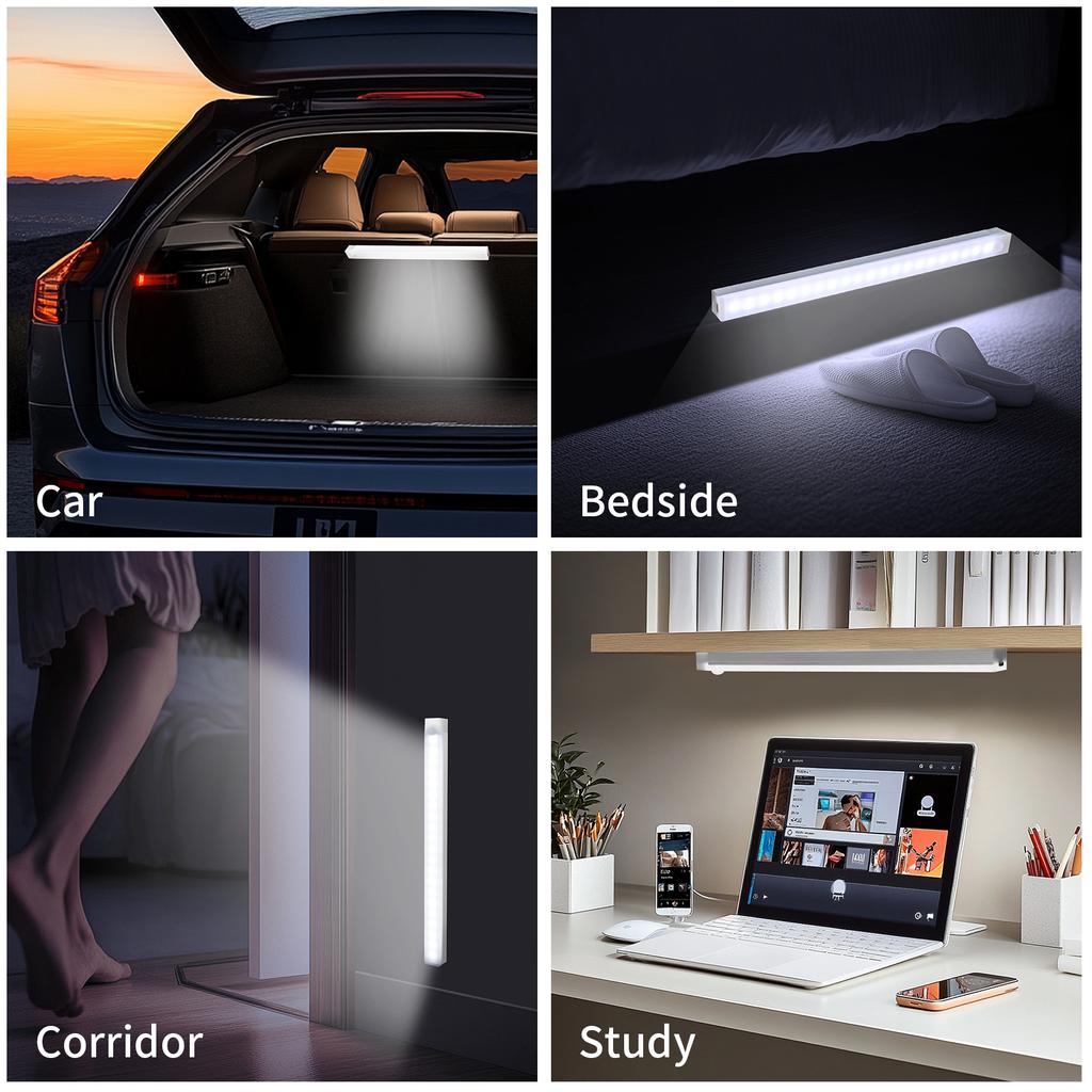 Bewegungssensor LED-Schrankleuchte USB wiederaufladbare Induktionsnachtlicht tragbare Detektorlampe für Kleiderschranktreppenküche