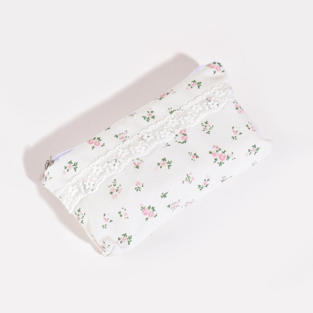 Floral Lace-edged Pencil Case Student Stationery Portable Storage Bag School Supplies Large Capacity Pen Box Student Organizer