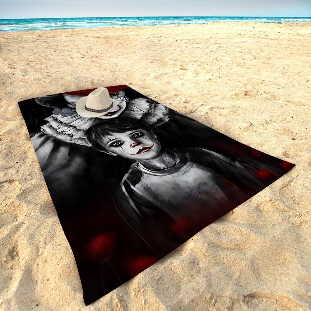 Horrorfilm I-It P-Pennywise Clown Strandtuch Für Kinder Badetuch Pooltuch Urlaubsgeschenk Picknicktuch Partygeschenk