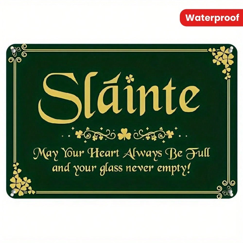 St Patrick s Day Metal Tin Sign Slainte Irish Shamrock Pub Bar Vintage Wall Art Rustic Decor 20x30