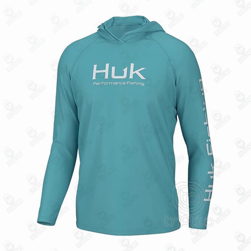 HUK Outdoor Hooded Sun Protection Fishing Shirt - UV Guard & Milk Silk for Comfort