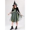 Cosplay Halloween Costume Adult Green Mesh Witch Dress, Camellia Spider Web Witch, Holiday Dress Stage Dress