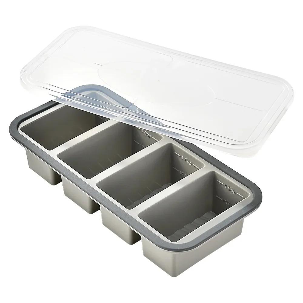 Large Ice Cube Freezer Molds-Soup,Silicone Freezer Tray with Lid Sauce,leftovers,Homemade Meal Prep Freezing Storage Containers