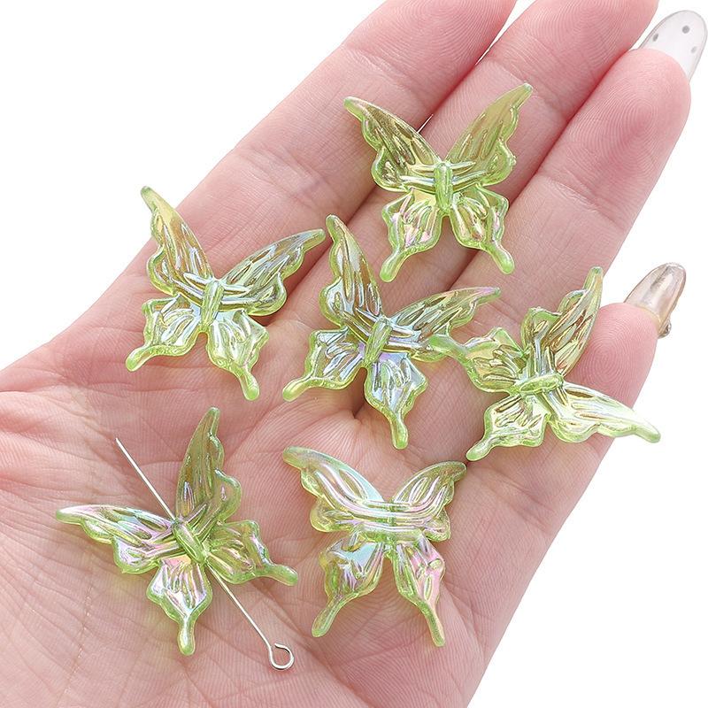 20pcs AB Double Color Butterfly Accessories DIY For Women Sweet Hair Ornament Rainbow Headwear Necklace Bracelet Jewelry Making