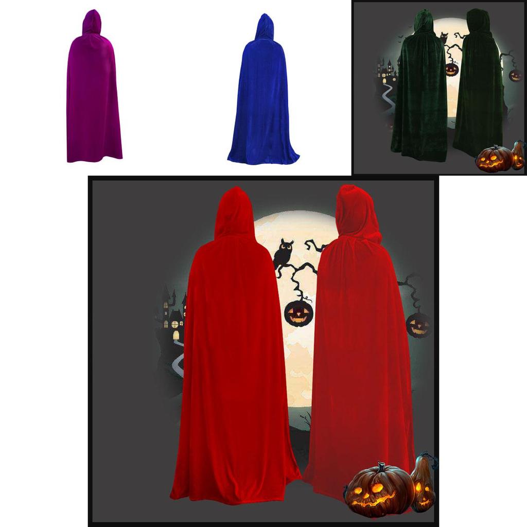 Luxuriöser Unisex Samt Halloween Kostüm Umhang mit Kapuze für Cosplay und Kostümparty