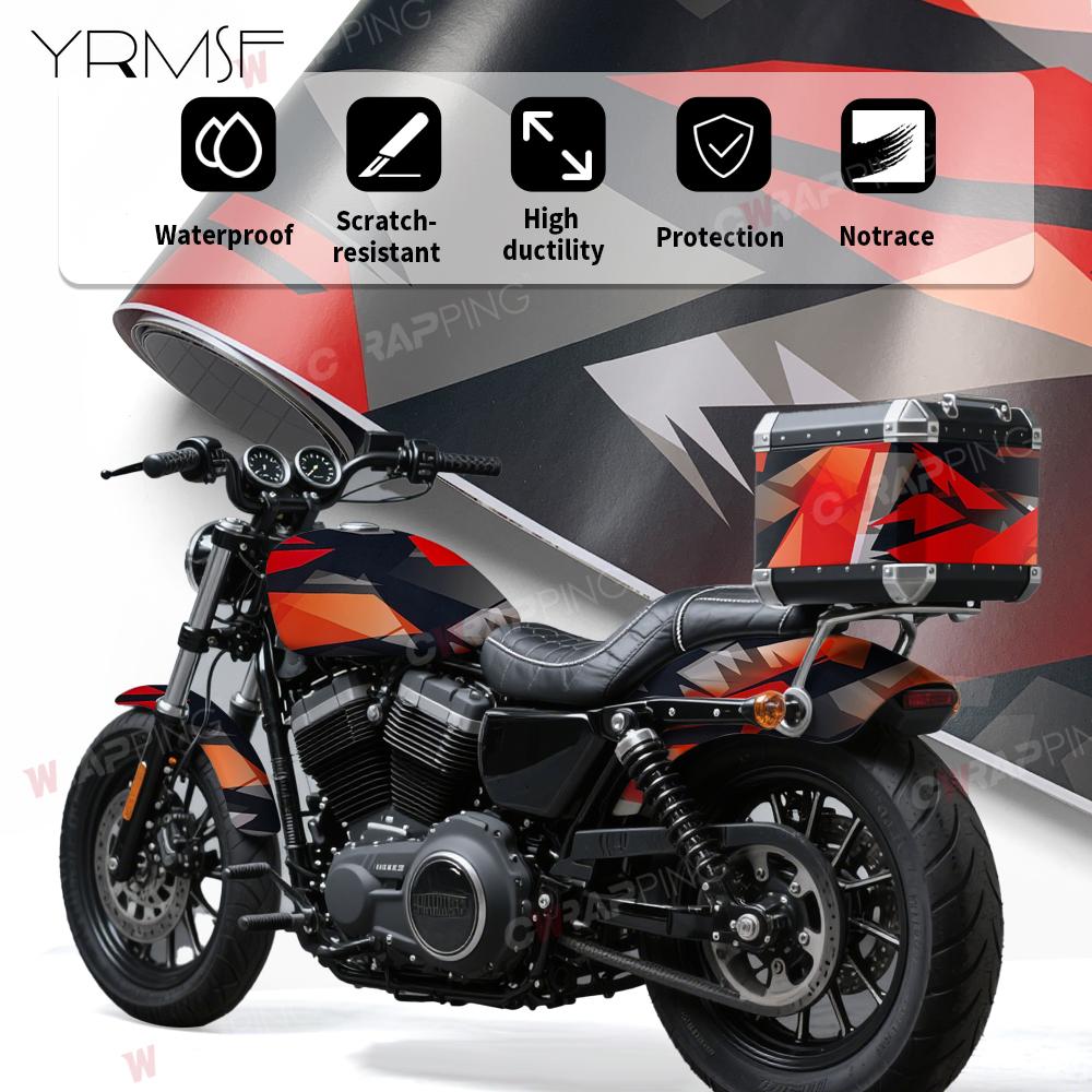Car Vinyl Wrap Waterproof Motorcycle Sticker Graffiti Geometry Street Culture Wrapping Film Camouflage Skateboard Black Red