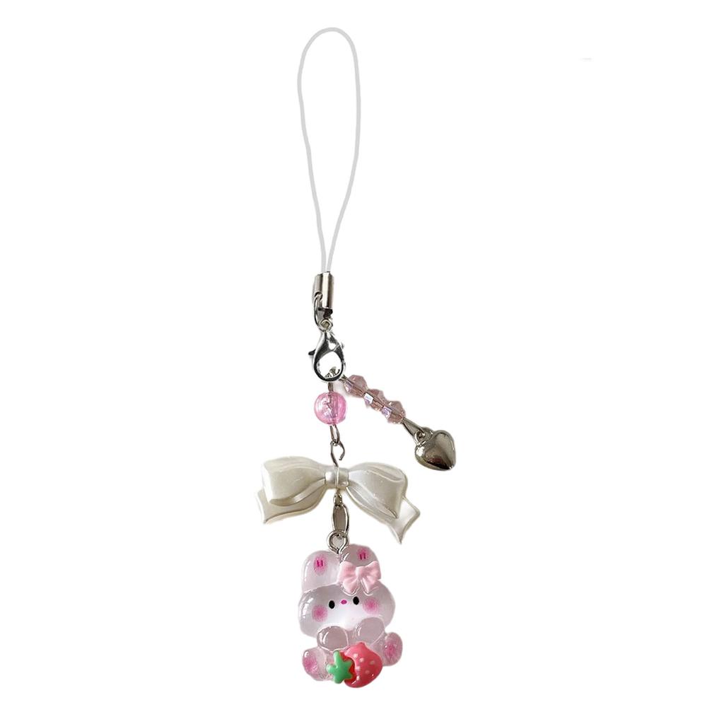 Sweet Cool Bowknot Phone Chain Lovely Rabbit Pendant Keychain Detachable Phone Lanyard Backpack Decoration Keyholder
