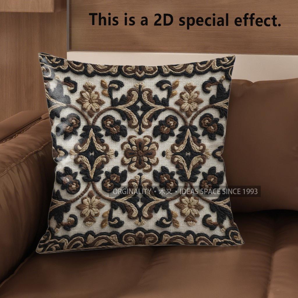 2D Colorful Floral And Geometric Pattern Cushion Covers Pattern Cushion Cover Suitable For Sofa Bedroom Car Pillow Cover