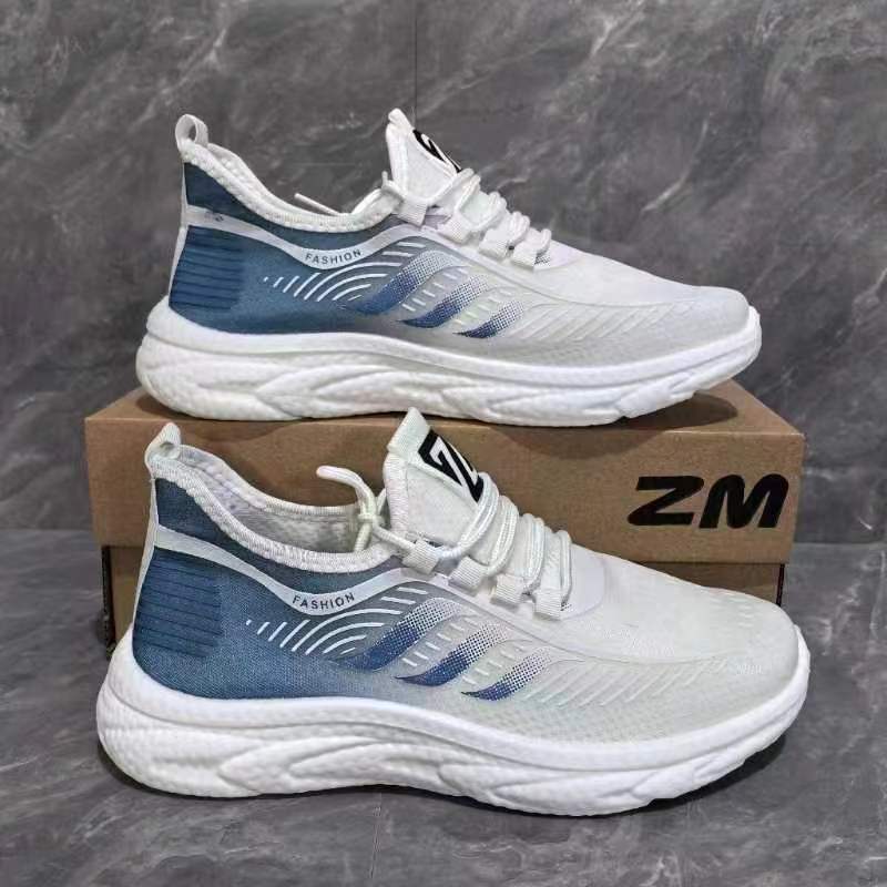 

Men s and women s fly-woven elastic spring new breathable lace-up casual men s shoes and women s shoes 44